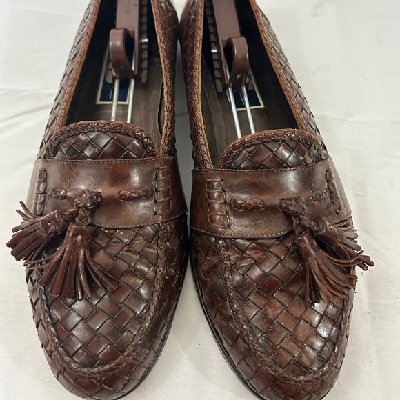 Bragano Cole Haan Men's Made in Italy Tassel Loafers Woven Leather Slip on Shoes - Picture 1 of 11